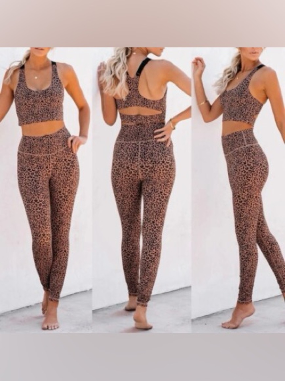 Leopard Print High-Waist Leggings and Sports Bra Set